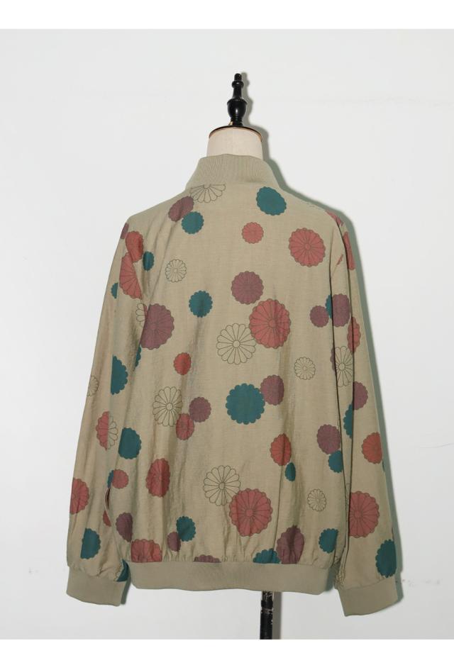 菊文様 ブルゾン レディース 長袖 ジップアップ 送料無料・メール便不可