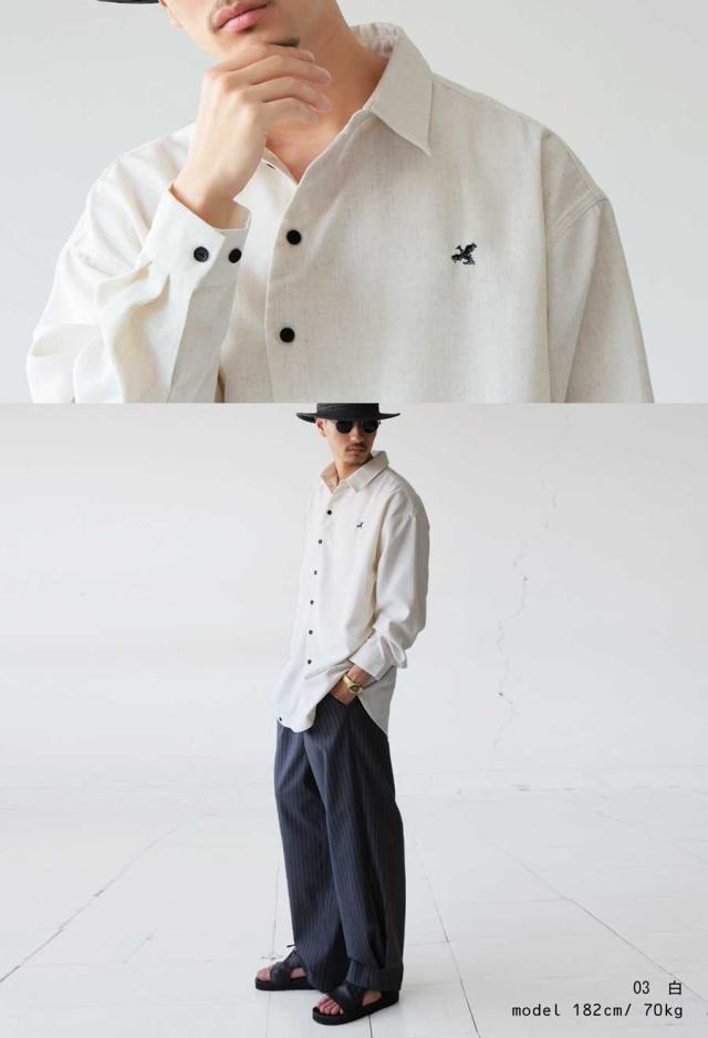 羽織るだけで雰囲気が出る、頼れる一枚。変形刺繍シャツ 送料無料・再入荷 メール便不可_6