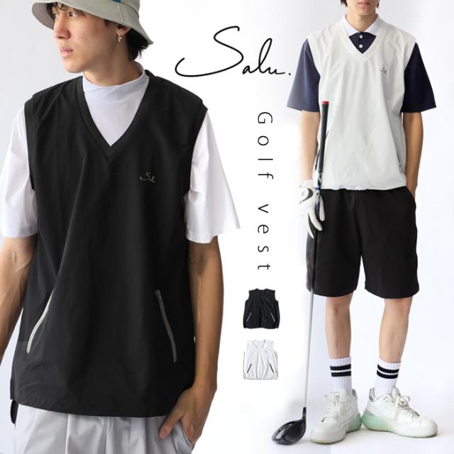 ベスト メンズ Vネック ロゴ刺繍入り ゴルフ 送料無料・(80)メール便可