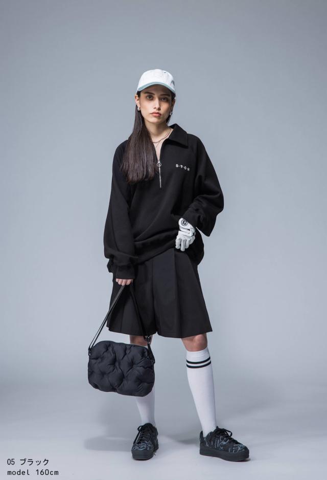 STCH antiqua ゴルフウェア 刺繍ロゴジップフーディー パーカー 黒