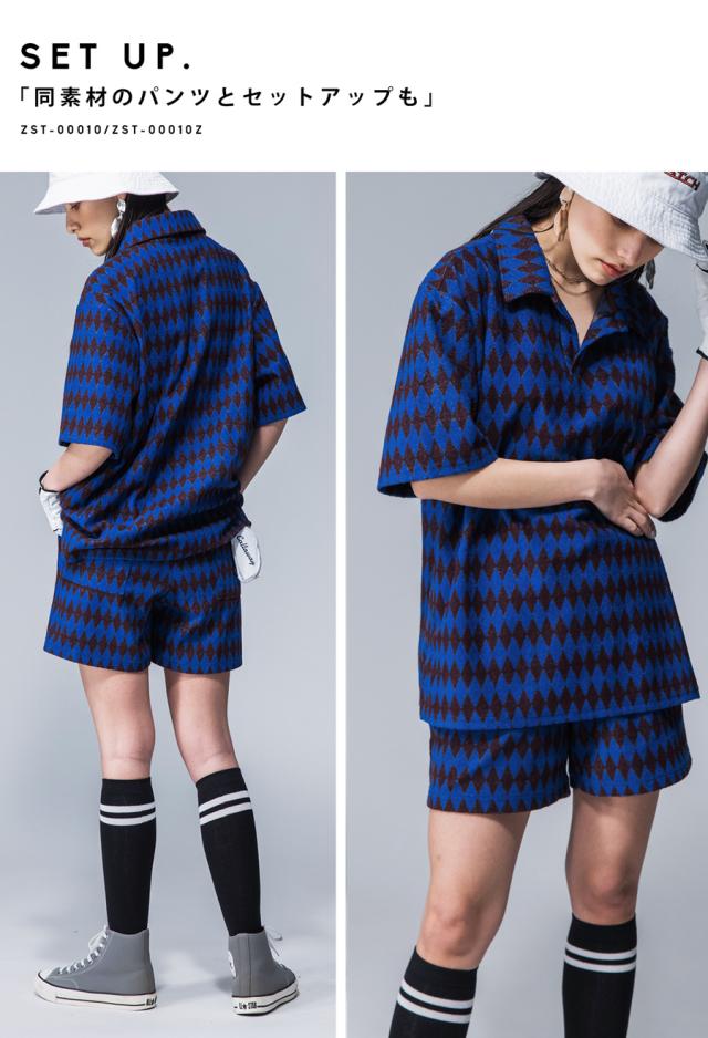 ANTIQUA GOLF×STCH 幾何学柄 開襟トップス メンズ 送料無料・再販。メール便不可【z】_10