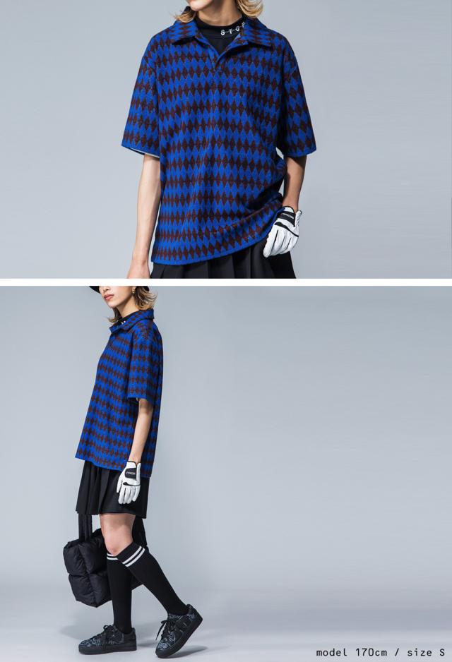 ANTIQUA GOLF×STCH 幾何学柄 開襟トップス メンズ 送料無料・再販。メール便不可【z】_15