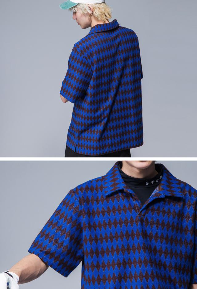 ANTIQUA GOLF×STCH 幾何学柄 開襟トップス メンズ 送料無料・再販。メール便不可【z】_18