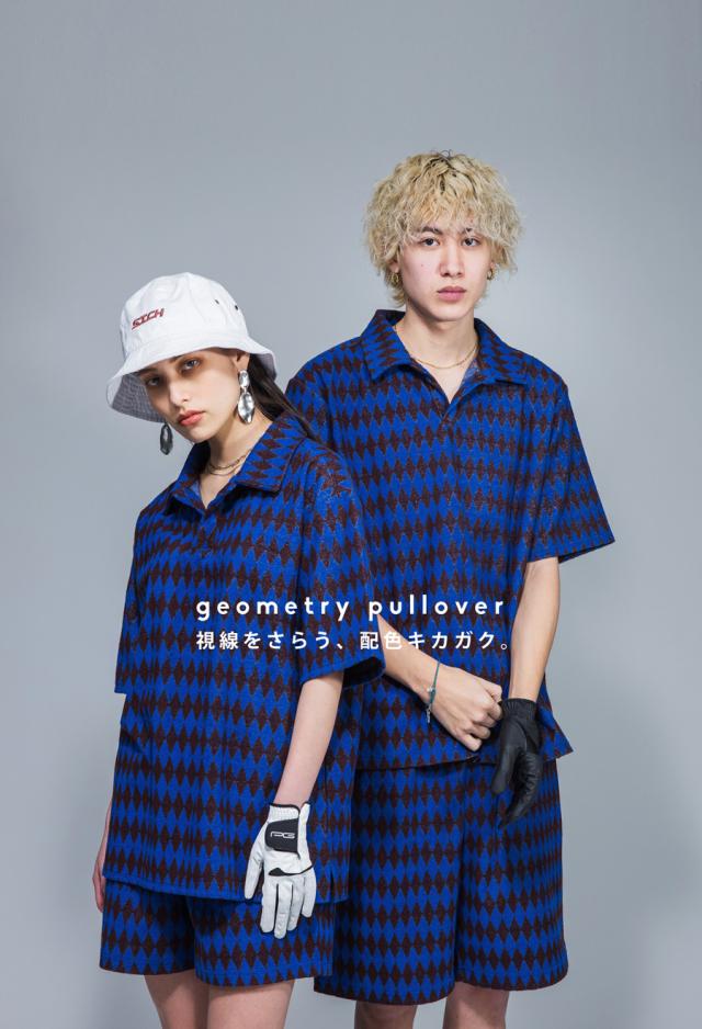 ANTIQUA GOLF×STCH 幾何学柄 開襟トップス メンズ 送料無料・再販。メール便不可【z】_3