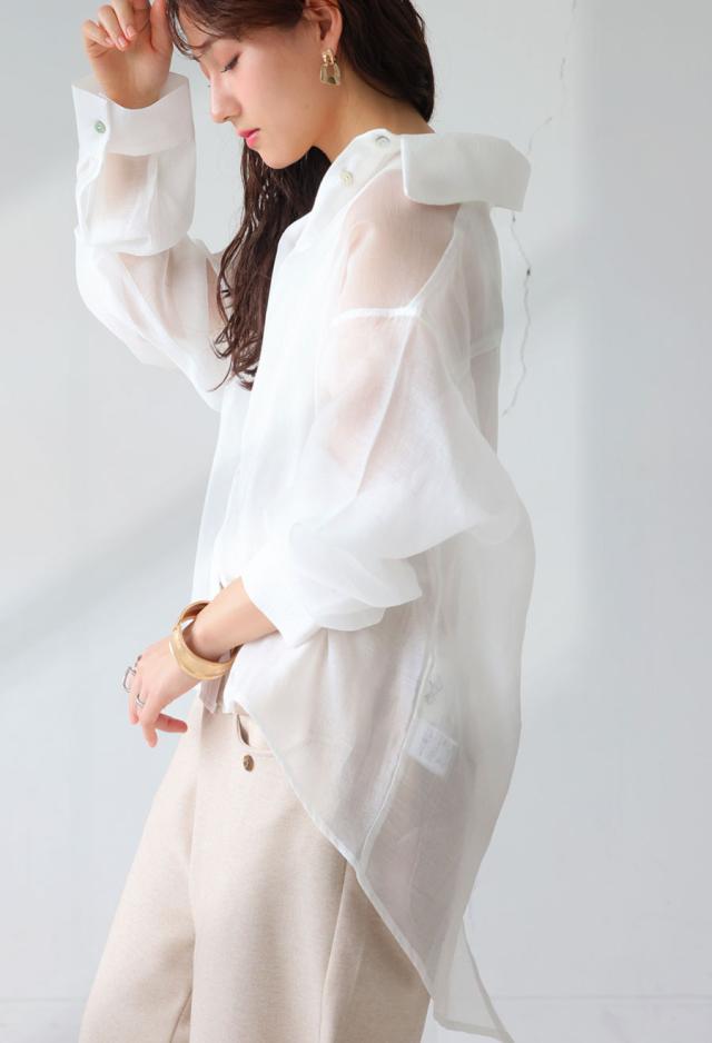 再入荷予定有!シアーデザインシャツ シャツ レディース トップス 送料