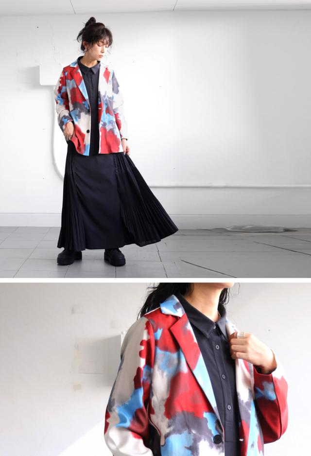 水彩柄ジャケット ジャケット トップス レディース 送料無料・(100)メール便可 冬新作の通販は 水彩柄ジャケット ジャケット トップス レディース 送料無料・(100)メール便可 冬新作の通販は