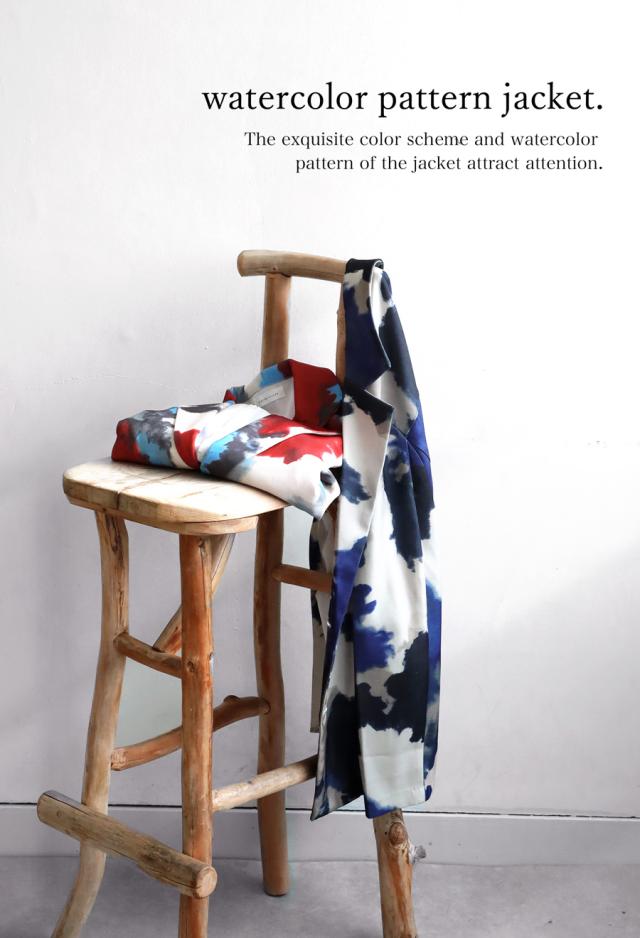 水彩柄ジャケット ジャケット トップス レディース 送料無料・(100)メール便可 冬新作の通販は 水彩柄ジャケット ジャケット トップス レディース 送料無料・(100)メール便可 冬新作の通販は