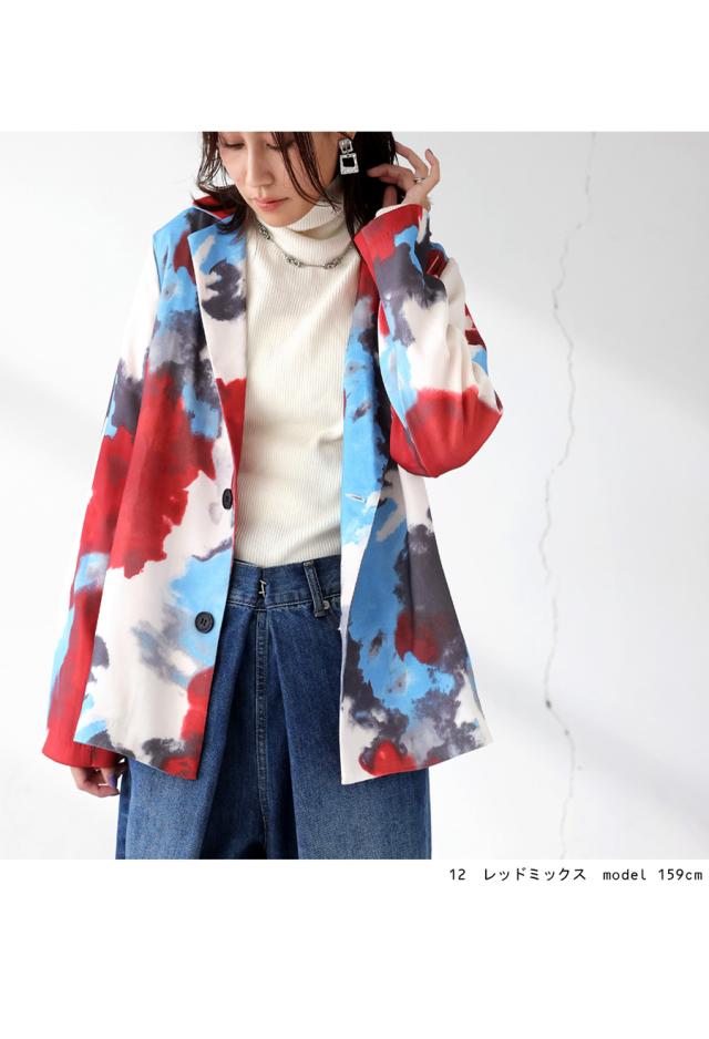 水彩柄ジャケット ジャケット トップス レディース 送料無料・(100)メール便可 冬新作の通販は 水彩柄ジャケット ジャケット トップス レディース 送料無料・(100)メール便可 冬新作の通販は