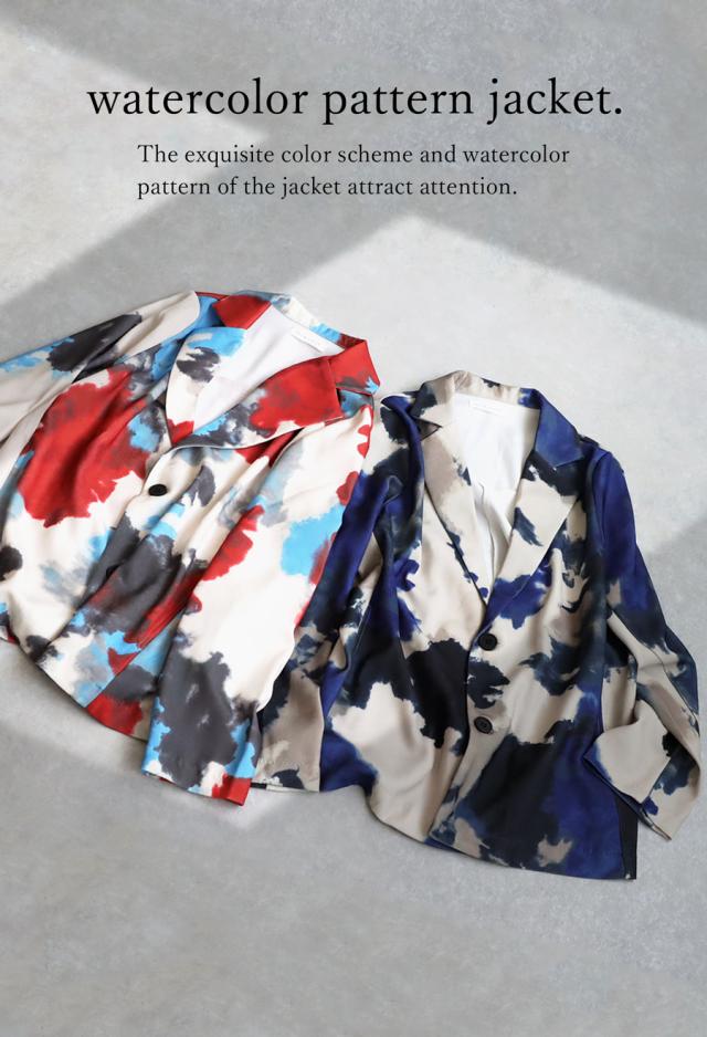 水彩柄ジャケット ジャケット トップス レディース 送料無料・(100)メール便可 冬新作の通販は 水彩柄ジャケット ジャケット トップス レディース 送料無料・(100)メール便可 冬新作の通販は