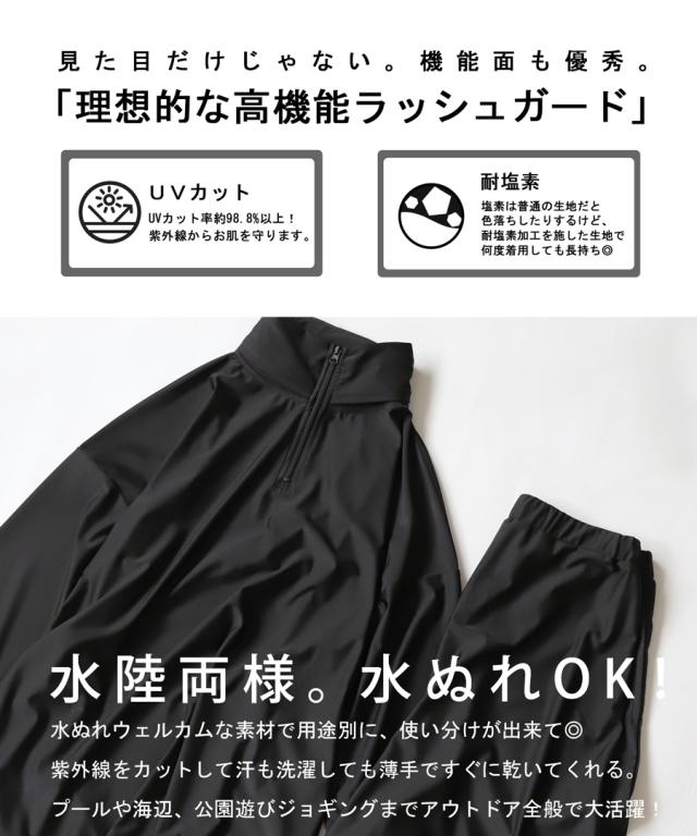【予約：6月中旬納期】ラッシュガード レディース 上下セット UVカット 耐塩素 送料無料・再入荷 メール便不可_3
