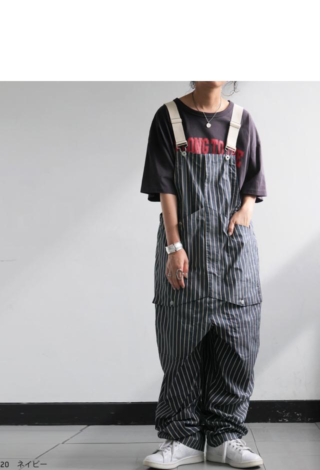 サロペット レディース ロング ボトムス ストライプ柄 送料無料 ・(500)メール便可_3