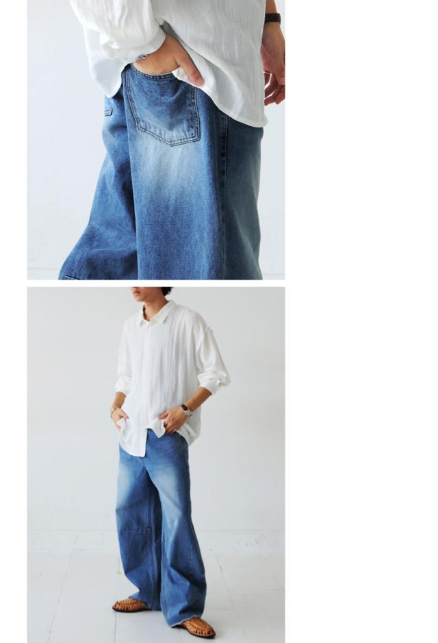 カーブデニムパンツ ワイドパンツ メンズ フリンジ 送料無料・再入荷 メール便不可_11