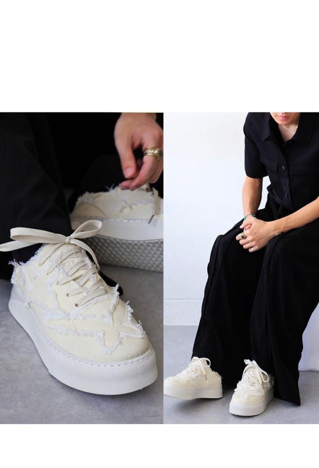 ダメージスニーカー メンズ 厚底 フリンジ 個性派 送料無料・メール便