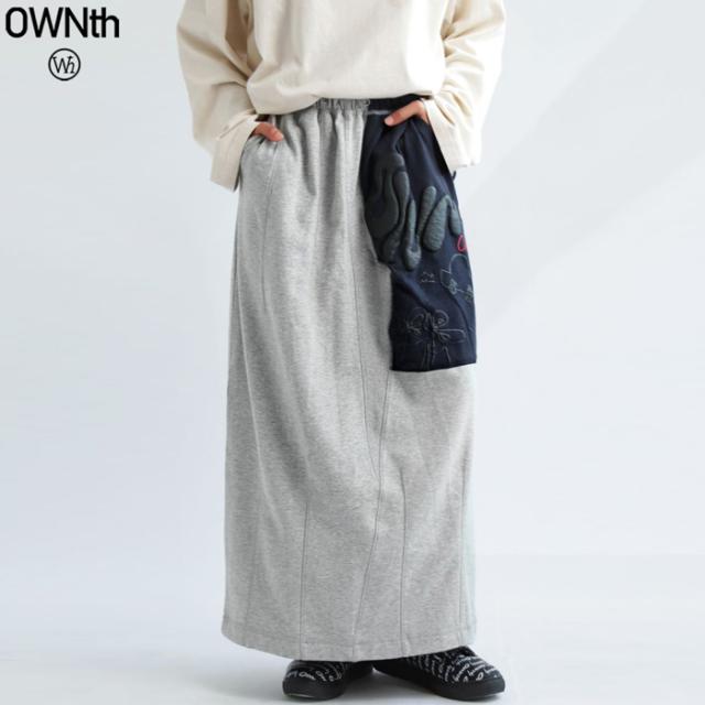 裏毛 配色切替 スウェットスカート レディース 綿100 送料無料・メール便不可 冬新作