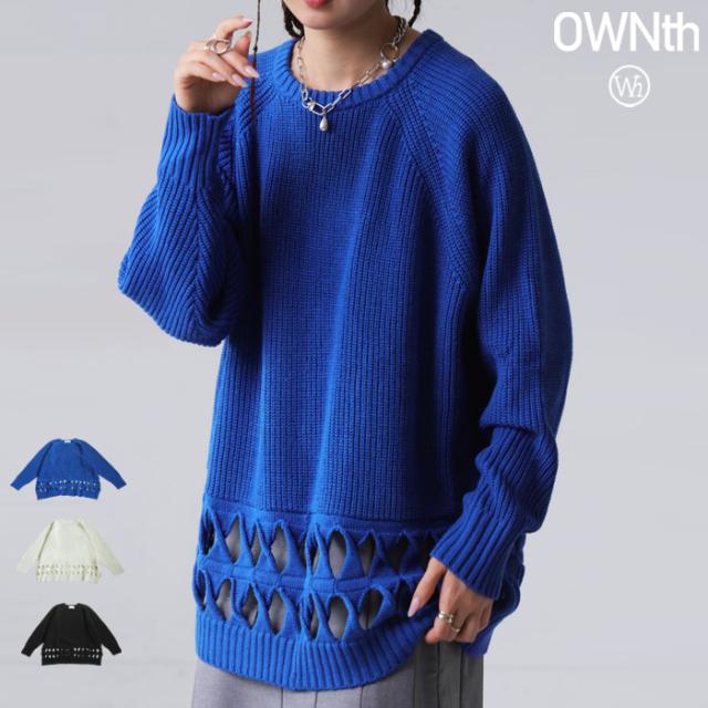 まとめて20％OFF！12日20時〜19日10時 透かし編み デザインニット レディース 長袖 送料無料・メール便不可 秋新作