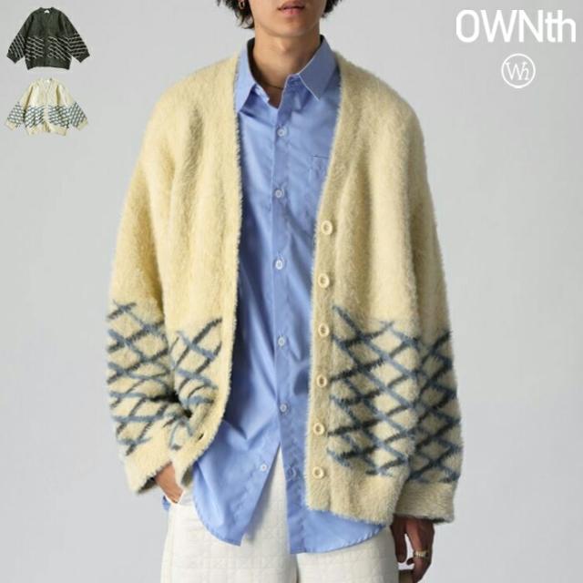 最大半額★選べる福袋！19日20時〜26日10時 ダイヤチェックシャギーニットカーディガン ユニセックス 送料無料・メール便不可 秋新作