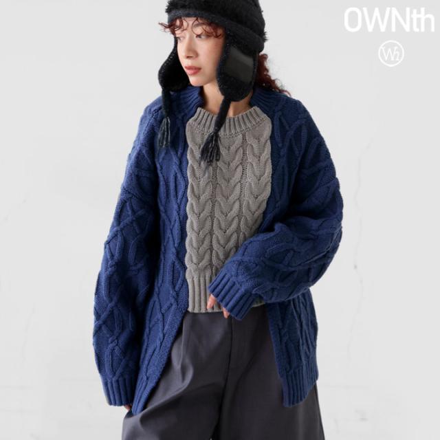 まとめて20％OFF！12日20時〜19日10時 ケーブル編みアシメニット レディース ニット 長袖 送料無料・メール便不可 秋新作