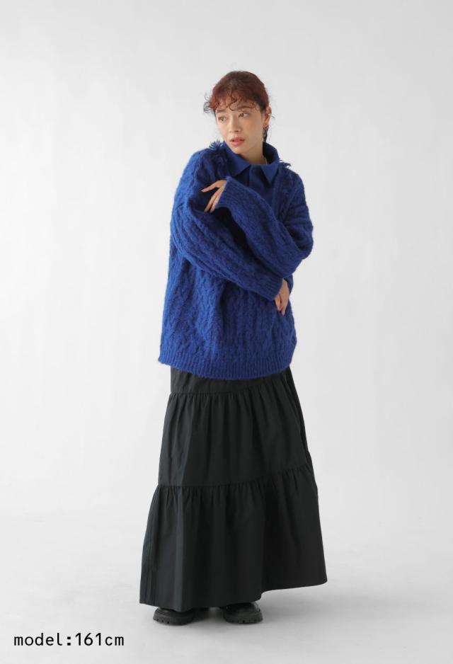 レイヤード風フリンジニットシャツ ユニセックス ニット 送料無料