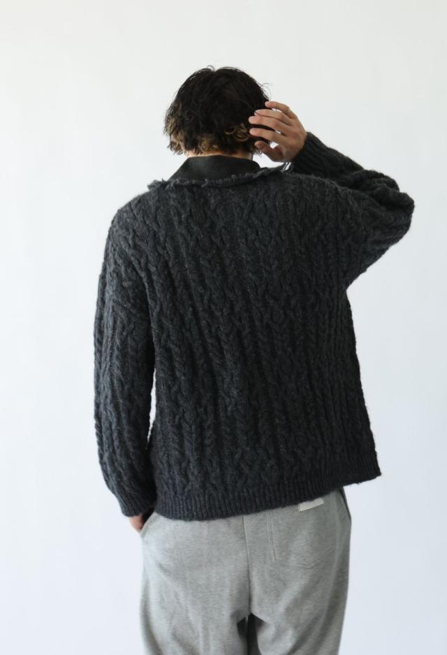 レイヤード風フリンジニットシャツ ユニセックス ニット 送料無料