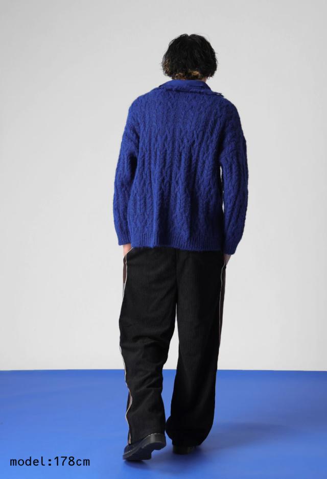 レイヤード風フリンジニットシャツ ユニセックス ニット 送料無料