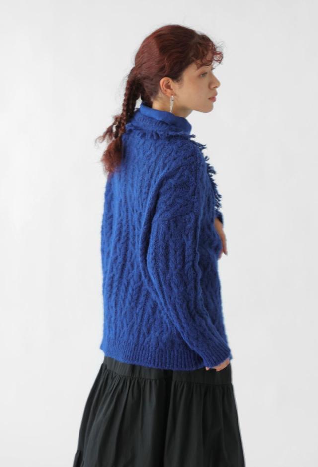 レイヤード風フリンジニットシャツ ユニセックス ニット 送料無料