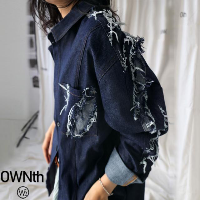 デニム切替 シャツ レディース トップス 長袖 羽織り 送料無料・メール便不可 冬新作