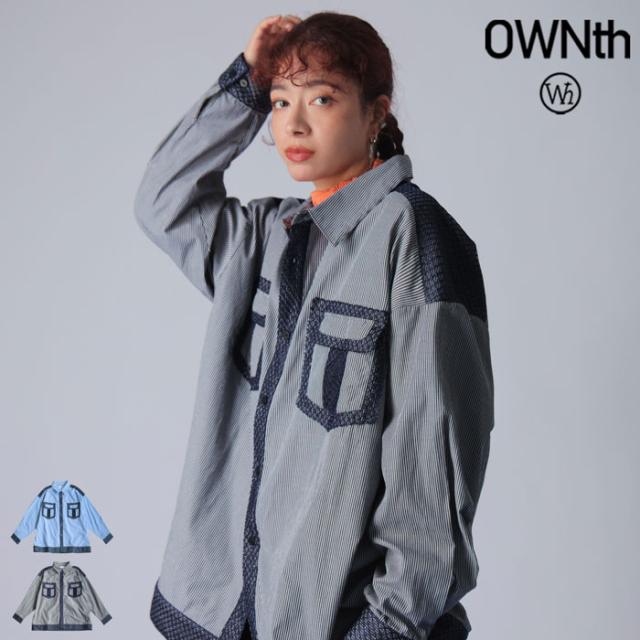 レース切替 ストライプシャツ レディース トップス 送料無料・(500)メール便可 冬新作