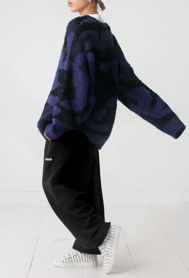 まとめて20％OFF！12日20時〜19日10時 カモフラ柄 ニット ユニセックス クルーネック 送料無料・メール便不可 秋新作 まとめて15％OFF！20日20時〜27日10時カモフラ柄