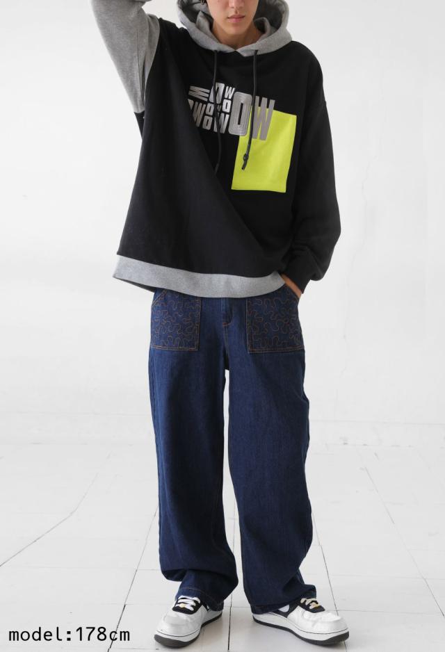 切替 ロゴ フーディー ユニセックス オーバーサイズ 送料無料・メール便不可 秋新作