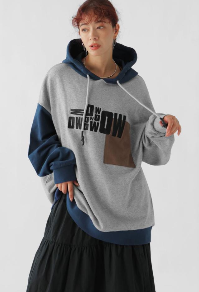 切替 ロゴ フーディー ユニセックス オーバーサイズ 送料無料・メール便不可 秋新作