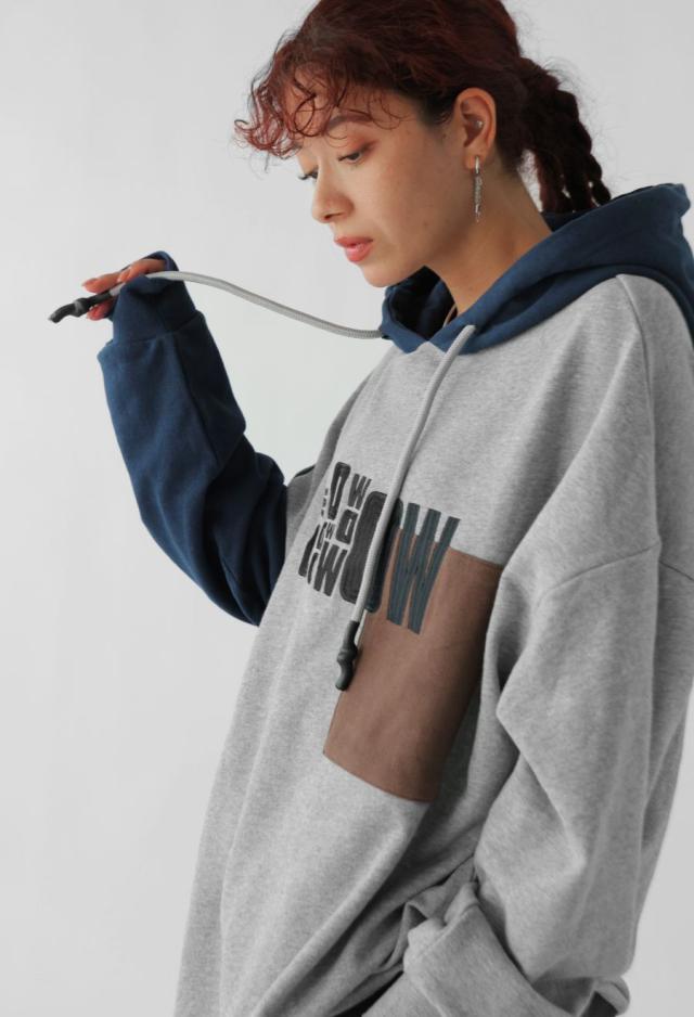 切替 ロゴ フーディー ユニセックス オーバーサイズ 送料無料・メール便不可 秋新作