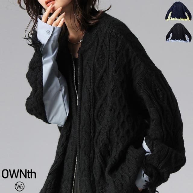 ケーブル編み ジップカーディガン レディース 長袖 送料無料・メール便不可 冬新作