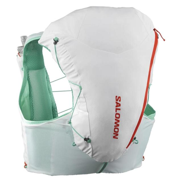 サロモン アドバンスドスキン 12 ユニセックス ランニングベスト (フラスク付) M ホワイト×エレクトリックグリーン #LC2379500 の通販は
