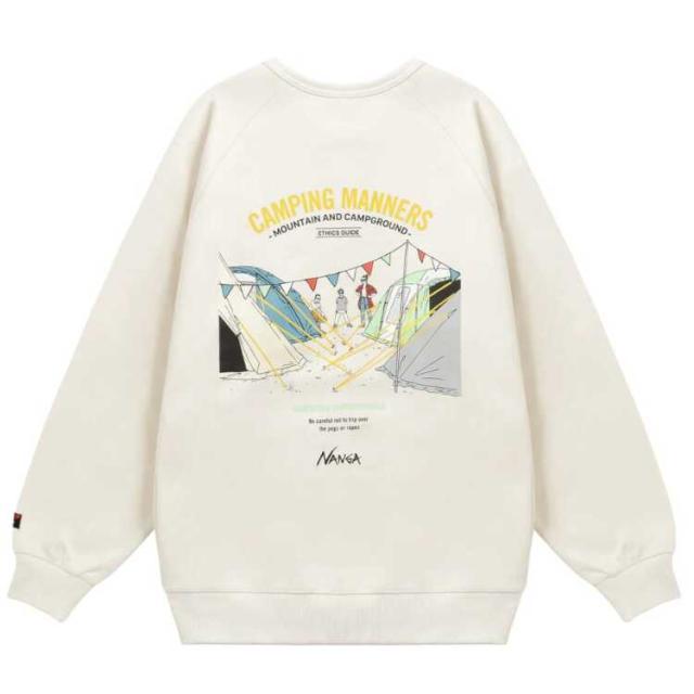 ナンガ エコハイブリッド キャンピングマナー ペグ＆ロープ スウェットシャツ(メンズ) M ホワイト #N0000151-WHT 送料無料 NANGA