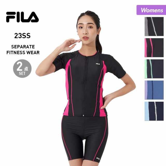 FILA/フィラ レディース セパレート フィットネス水着 上下2点セット 313203 スイムウェア ジップアップ 上下セット 上下セット めくれ防止 パッド付き ジム ヨガ 水泳 女性用の通販は