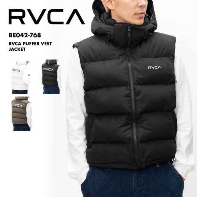 RVCA ホワイト ダウンベスト フード付き RVCA ルーカ 中綿ベスト メンズ ダウンベスト 秋冬 防寒