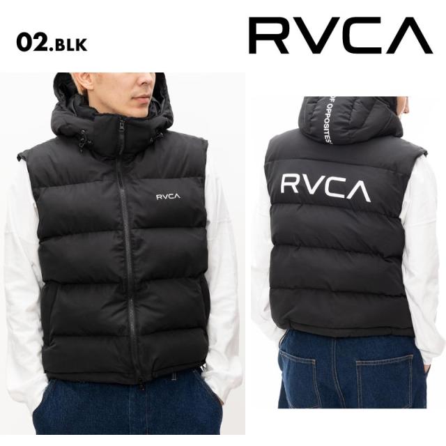 RVCA フード付きダウンベスト Lサイズ ブラック RVCA ルーカ 中綿ベスト メンズ ダウンベスト 秋冬 防寒