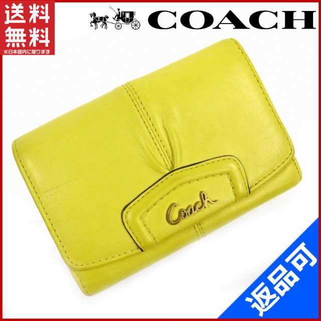 コーチ 財布 COACH 二つ折り財布 三つ折り財布 イエロー 即納 【中古