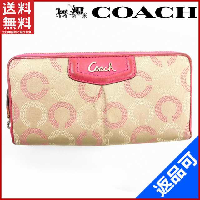 コーチ 財布 Coach 長財布 オプアート ピンク ベージュ 即納 中古 Xの通販はau Pay マーケット Brands