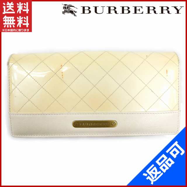 バーバリー 財布 BURBERRY 長財布 ベージュ×アイボリー 即納 【中古】 X11386