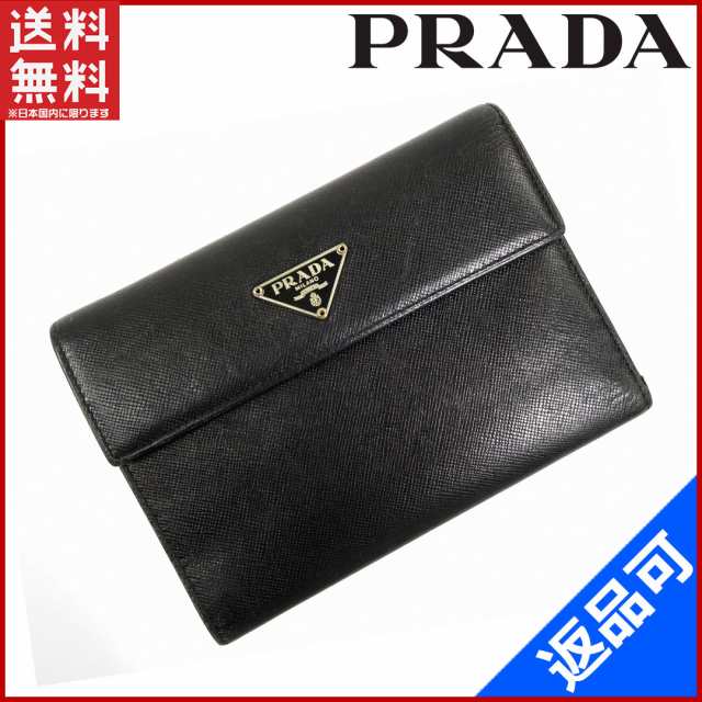 プラダ 財布 PRADA 二つ折り財布 ブラック 即納 【中古】 X11415の通販