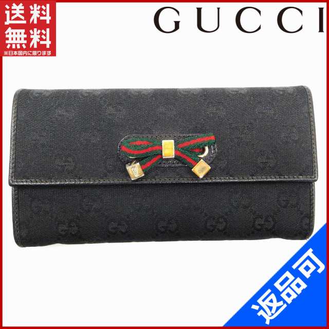 グッチ 財布 GUCCI 長財布 三つ折り財布 プリンシー ブラック 即納 【中古】 X12097｜au PAY マーケット