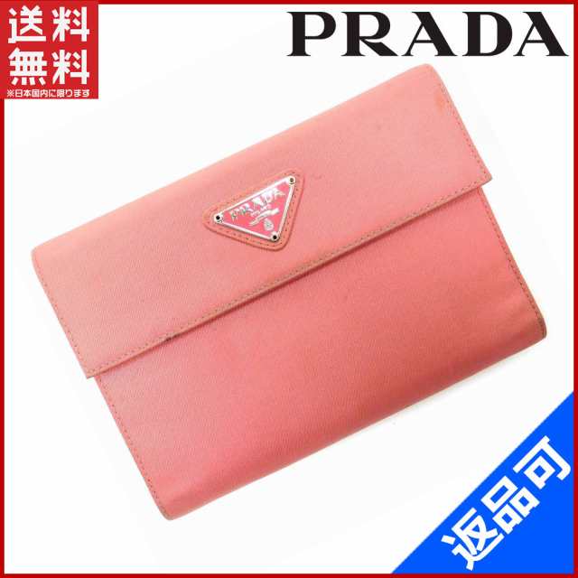 プラダ 財布 PRADA 二つ折り財布 三つ折り財布 ピンク 即納 【中古