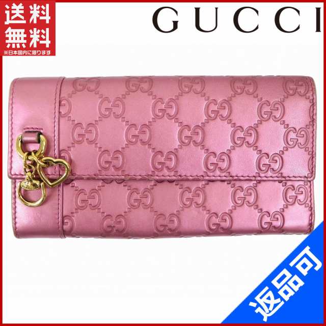 グッチ 財布 GUCCI 長財布 G金具 メタルピンク 即納 【中古】 X13523の