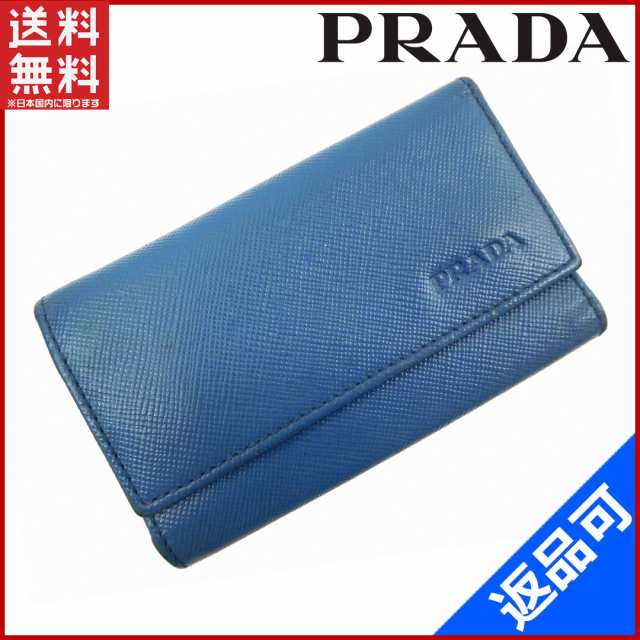 プラダ キーケース PRADA キーケース 6連キーケース ライトブルー 即納