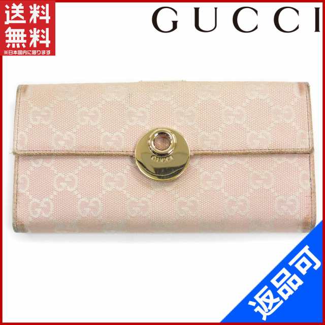 グッチ 財布 GUCCI 長財布 Wホック財布 ピンク 即納 【中古】 X15793の