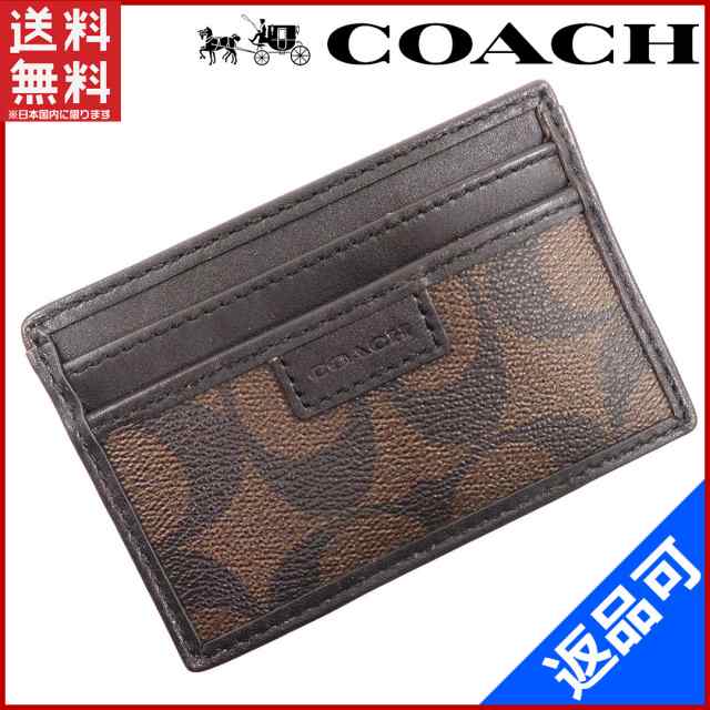 コーチ カードケース COACH カードケース 名刺入れ 男女兼用 ブラウン×ブラック 即納 【中古】 X17039｜au PAY マーケット