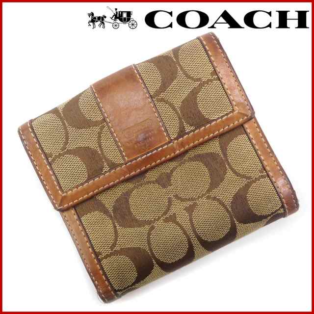 コーチ 財布 COACH 二つ折り財布 Wホック財布 ライトブラウン (激安・即納) 【中古】 X3283｜au PAY マーケット