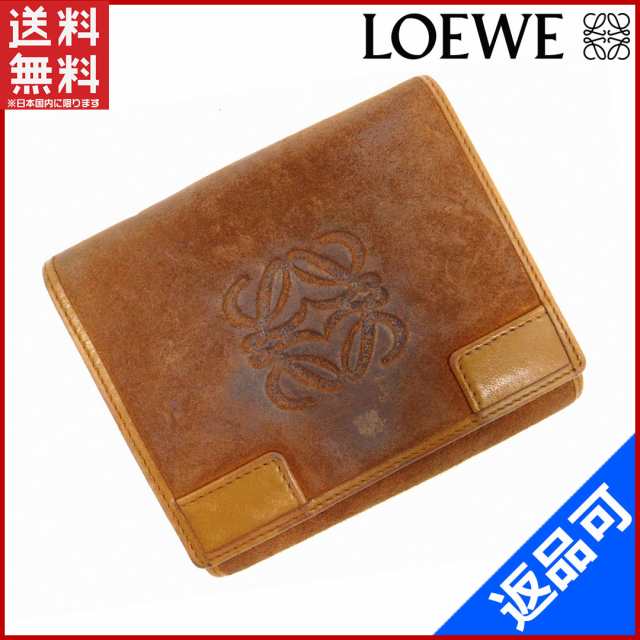 ロエベ 財布 LOEWE 二つ折り財布 Wホック財布 ライトブラウン (激安・即納) 【中古】 X4238｜au PAY マーケット