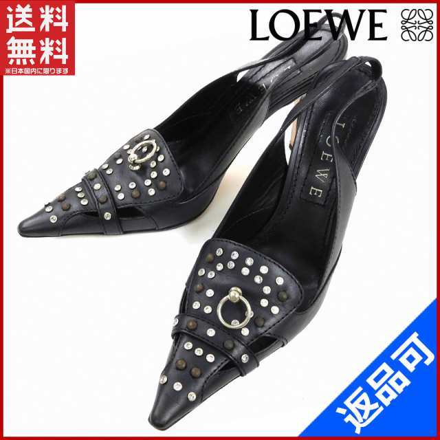 ロエベ 靴 LOEWE パンプス ハイヒール靴 ♯36・12ラインストーン ...